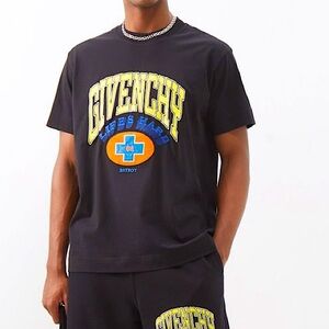 Givenchy Black Tee with Yellow and Blue Accents